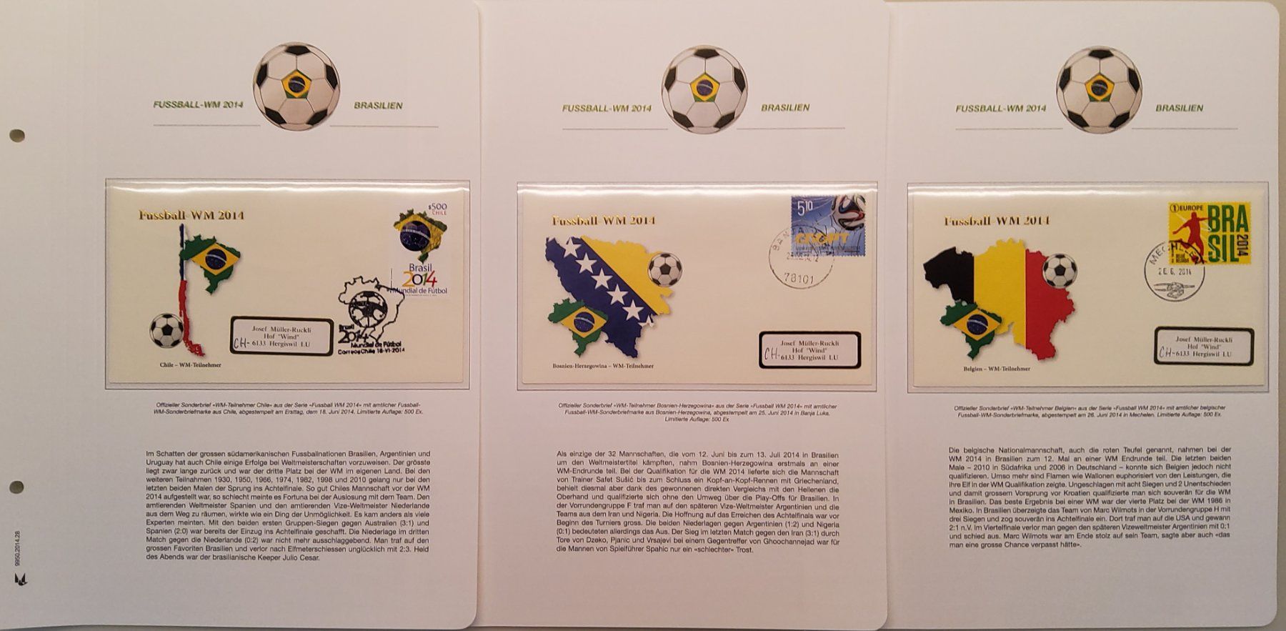 Tutti i francobolli: Fussball WM 2014 - Los 3 - 15 Briefe – Usato da Buchrain venduto da mue_kru 3