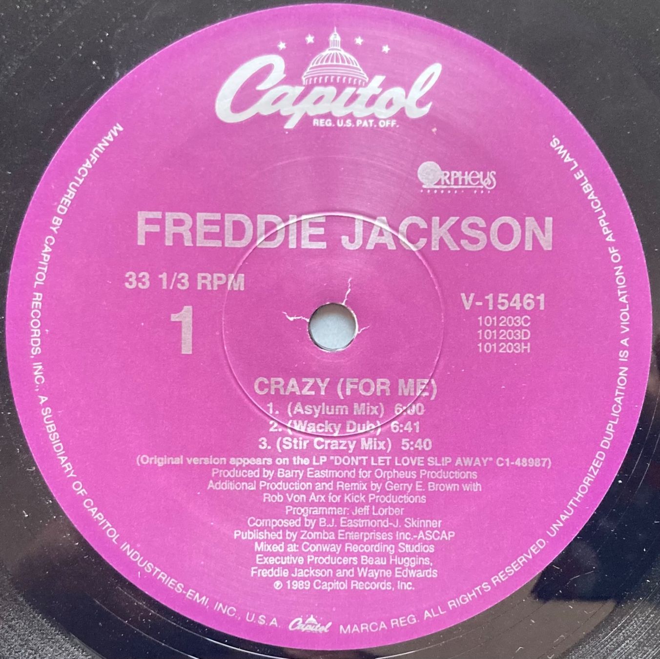 Dischi in vinile: FREDDIE JACKSON - CRAZY (FOR ME) – Usato da Poliez-Pittet venduto da Newtown-Records 3