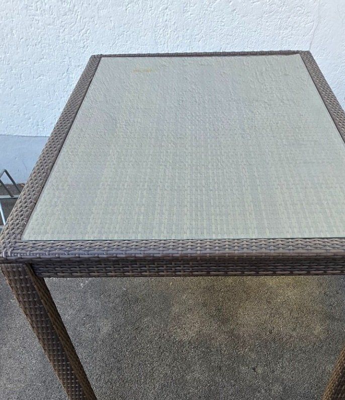 Tavoli: Sunfun Rattan-Gartentisch mit Glasplatte – Usato da Flums venduto da Flumsantik 1