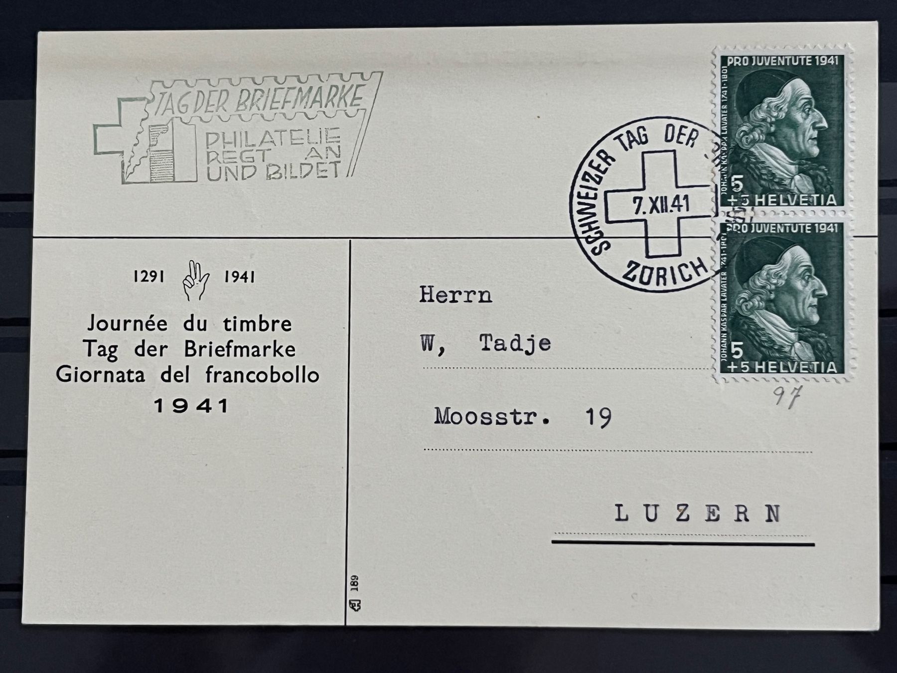 Tutti i francobolli: Journée du Timbre, 1941 – Usato da Romanshorn venduto da luxcollect