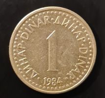 1 Dinar 1984 Jugoslawien Yugoslavia Münze Geld Währung Money