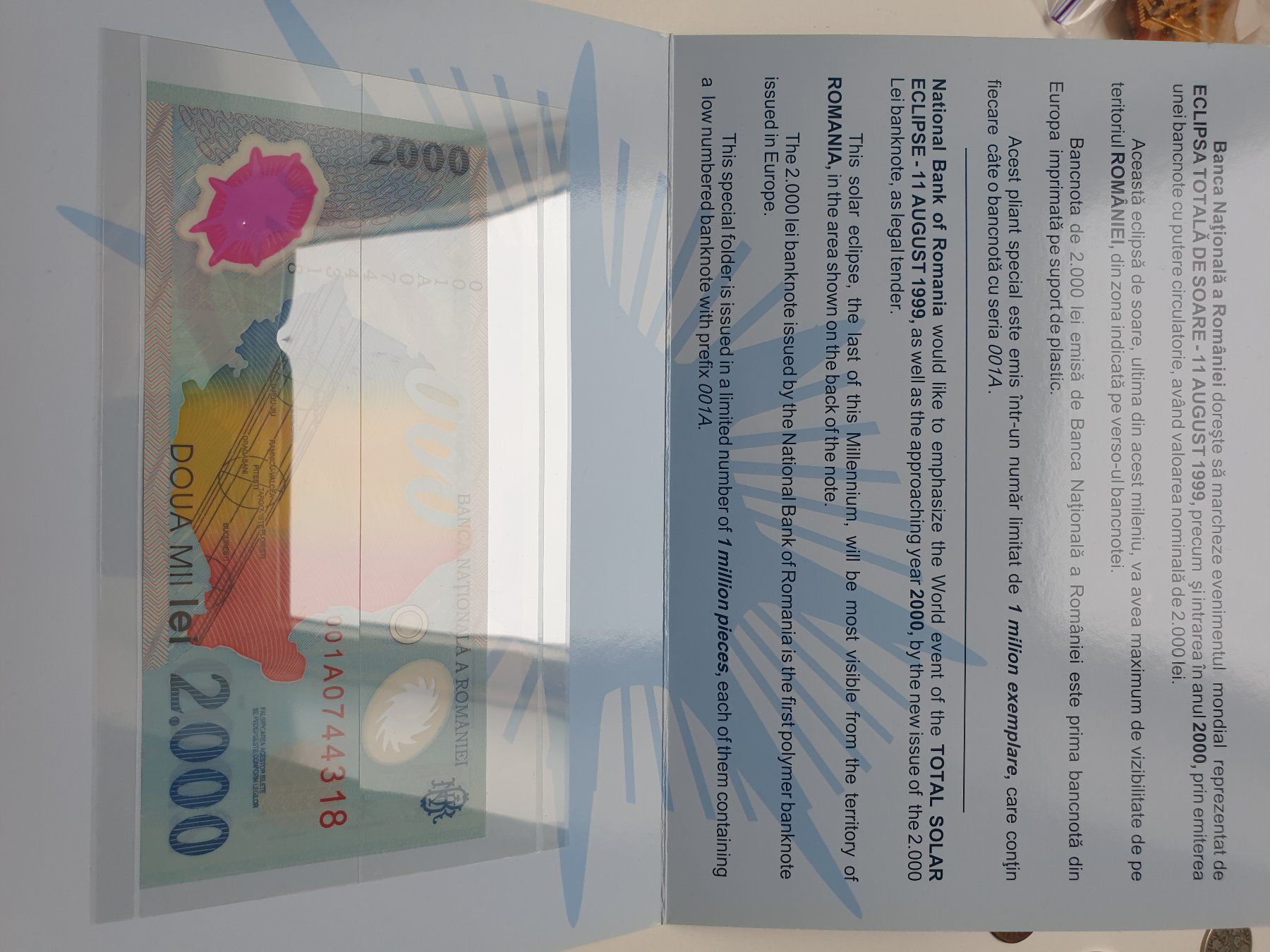 Banknoten: 🇷🇴 RO 2000 lei 1999 Eclipse - Polymer. First emission UNC – Gebraucht aus Chavannes-Renens von silverismoney 3
