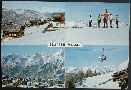 Cartoline postali: GRÄCHEN Skischule und Sessellift – Usato da Jona venduto da philajona