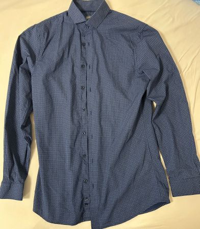 Dunkelblaues Langarmhemd Slim-Fit, Grösse (S)