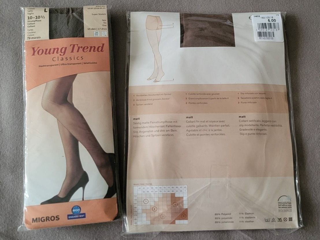 Calze & Collant: 4 paires de collants. Lot no. 2. – Nuovo e nell'imballaggio originale da Romont FR venduto da Glonounou 1