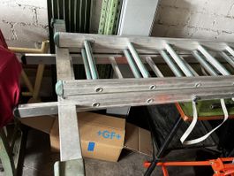 Aluminium Schiebeleiter 4m  2-teilig +Einzelleiter 4m