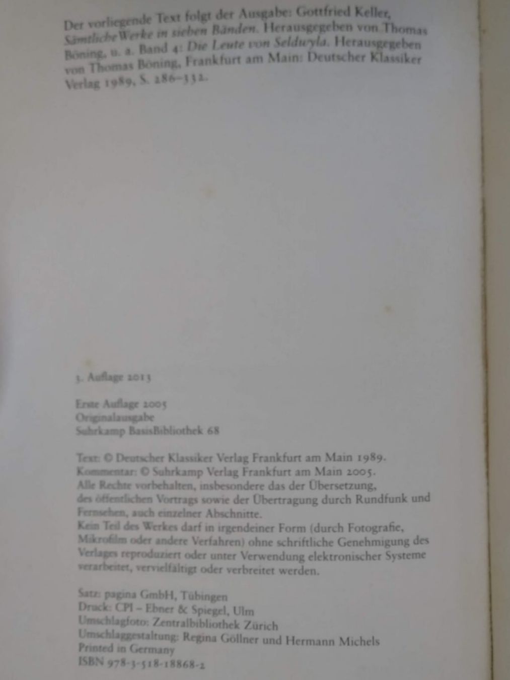 Bücher: Gottfried Keller:  Kleider machen Leute – Gebraucht aus Zürich von Flitzi2005 4