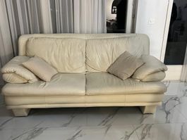2 Leder-Sofas (gross + klein) – bequem & gepflegt