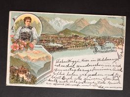Postkarte Interlaken Berner Oberland Litho 1897 (P170)