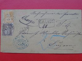1874: Nr.30+32 auf Chargé-Buntfrankatur von ESCHENBACH LU !