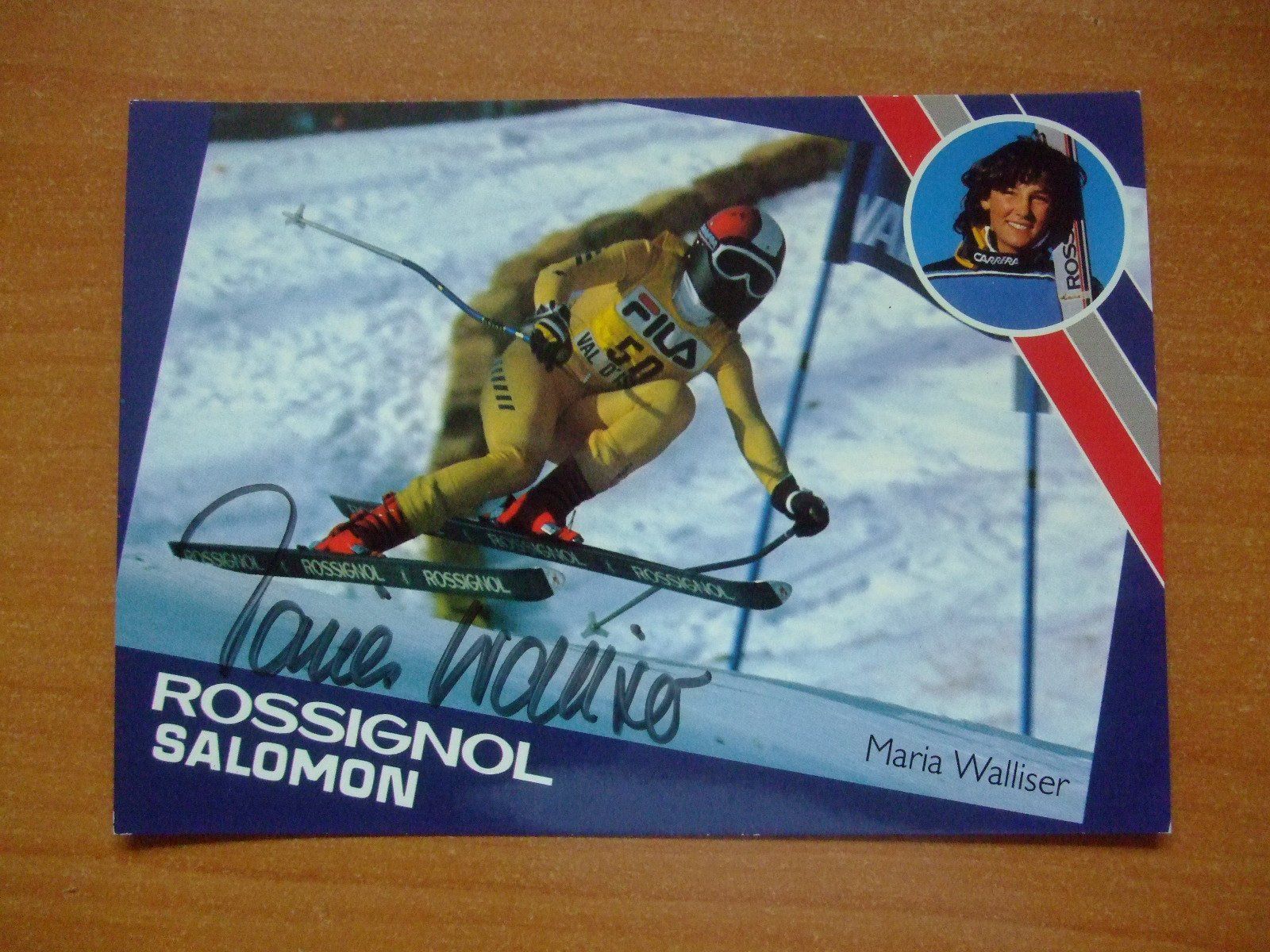Autografi: MARIA WALLISER (CH) SKISTAR AUTOGRAMMKARTE – Usato da Schachen b. Reute venduto da Dzestar