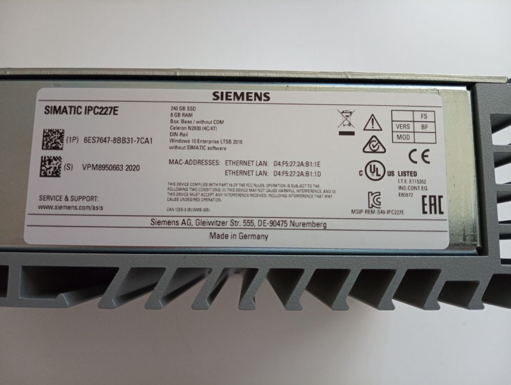 Siemens SIMATIC IPC227E (Nanobox PC) / 6ES76478BB317CA1 Kaufen auf
