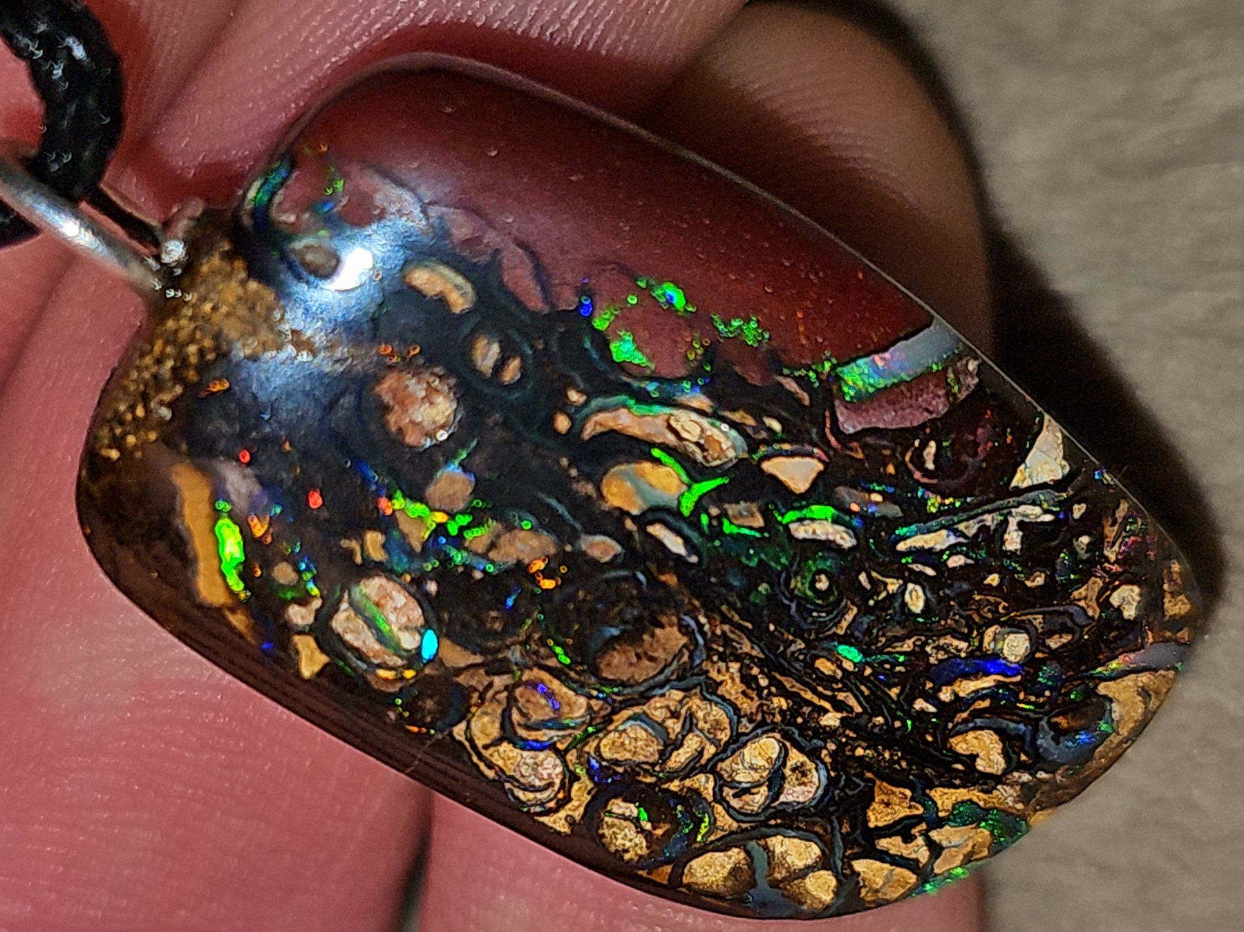 Edelsteine: Natürlicher australischer Boulder Opal Silber Anhänger – Neu und originalverpackt aus Uerkheim von Winwinner 1