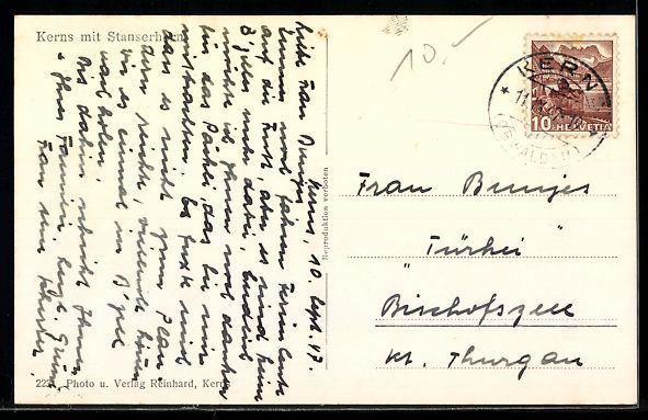 Cartoline postali: AK Kerns, Mit Stanserhorn – Usato da Berlin venduto da bartko-reher 1