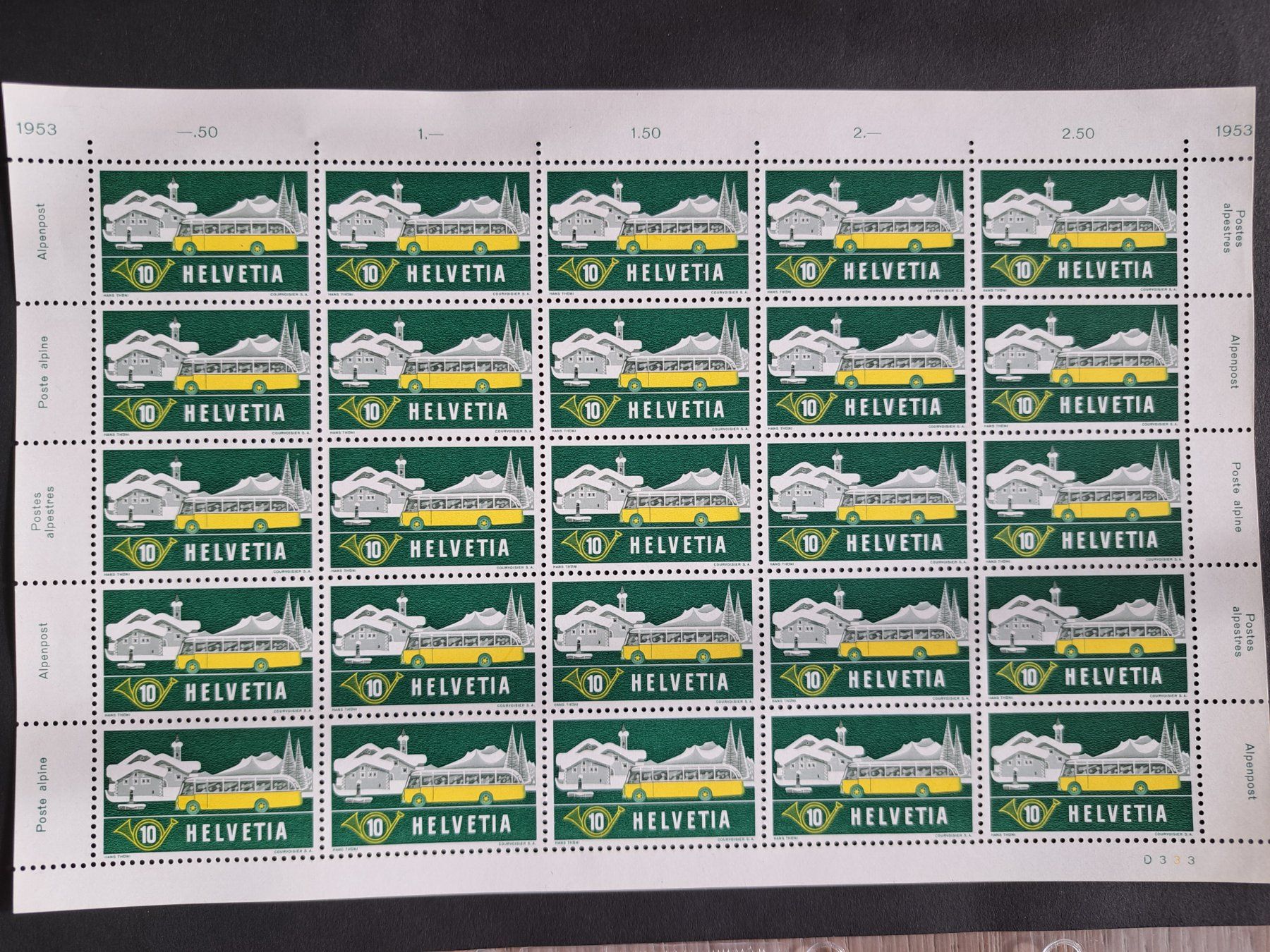 Tutti i francobolli: 1953 Kleinbogen 314  Postfrisch ** – Nuovo (secondo la descrizione) da Bazenheid venduto da derdelorean01
