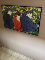 Gemälde "Katzen" im Stil von Gustav Klimt, gerahmt.