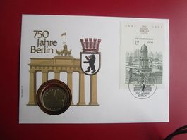 Münzbrief - 750 Jahre Berlin -Gedenkmünze Ersttagsbrief 1987