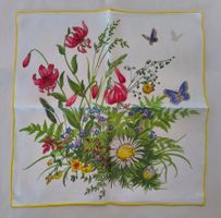 Taschentuch ±1960 "Blumen auf der Wiese & Schmetterlinge"