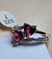 Romantischer Ring mit rotem Zirkonia, Gr.7