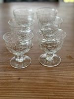 6x Dessertkelch mit Blumenmuster aus Glas, ca. 10 cm hoch