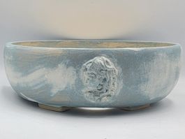 Neu Handgemachte Bonsaischale mit Relief  Steinzeug