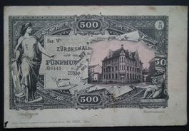 Schaffhausen alte Postkarte, Abbildung 500-Note Kantonalbank
