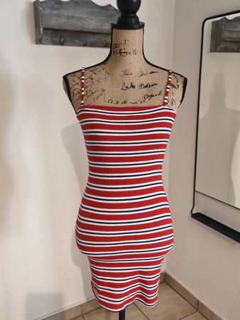 Kleid gestreift rot blau weiss Grösse 36 guter Zustand