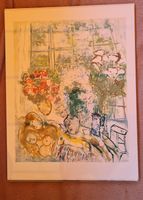 Marc Chagall Kunstdruck „Fenster mit Blumen“, Top Zustand!