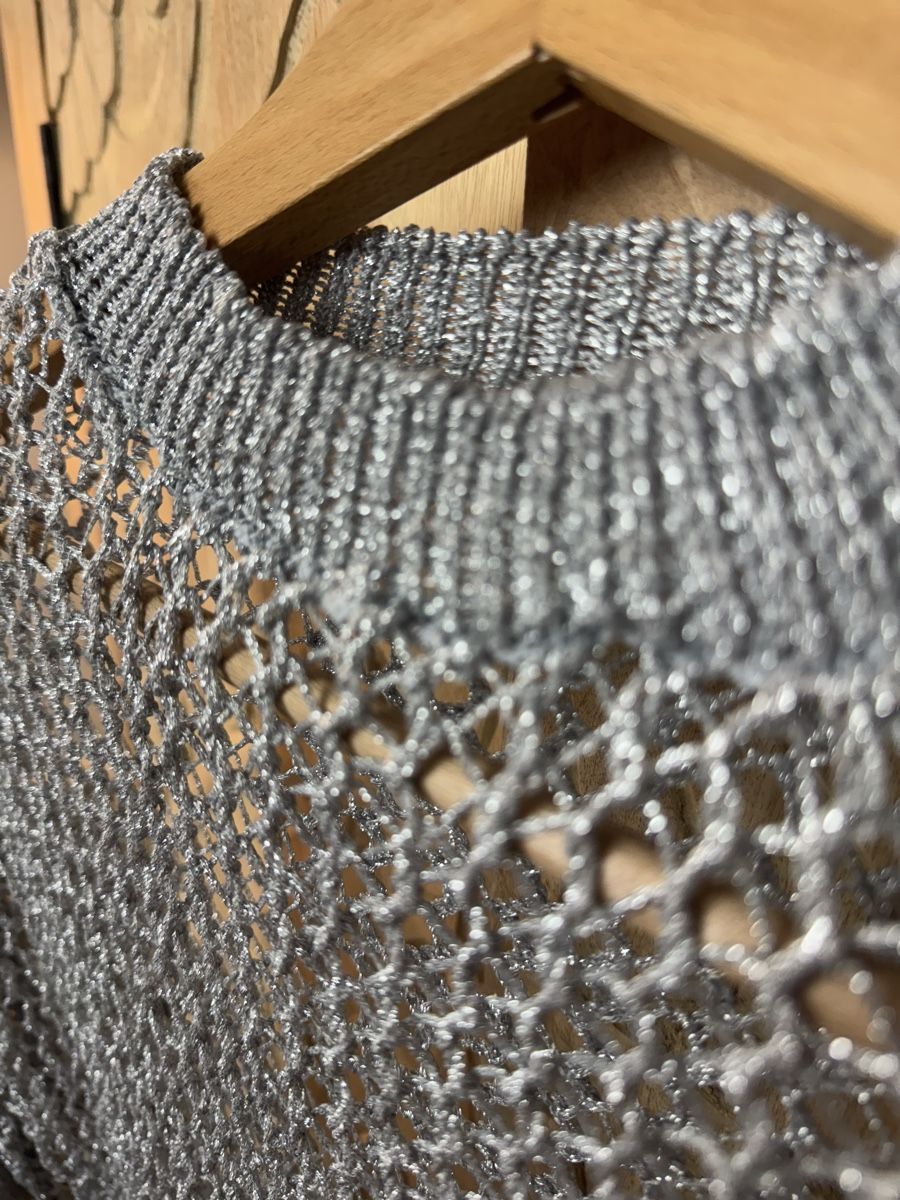 Stradivarius Maglioni & Felpe: Silbernes Netzoberteil, Sommer Netz-Pullover - S – Usato da Wettingen venduto da JasminL92-3 3