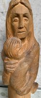 Hand Carved Mother and Child Wooden Sculpture Statue