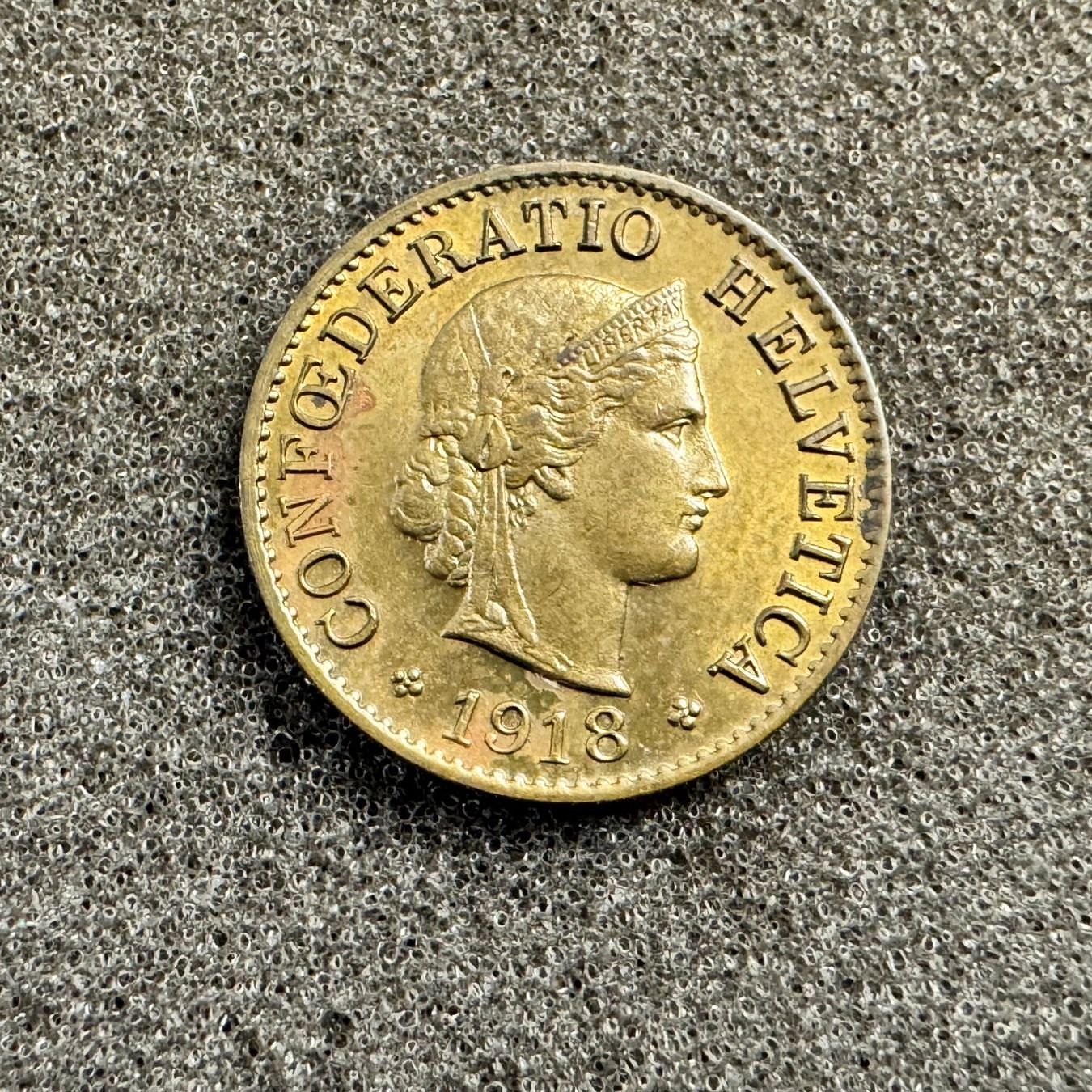 Alle Münzen: 5 Rappen Messing 1918 – Gebraucht aus Reitnau von Coinhouse