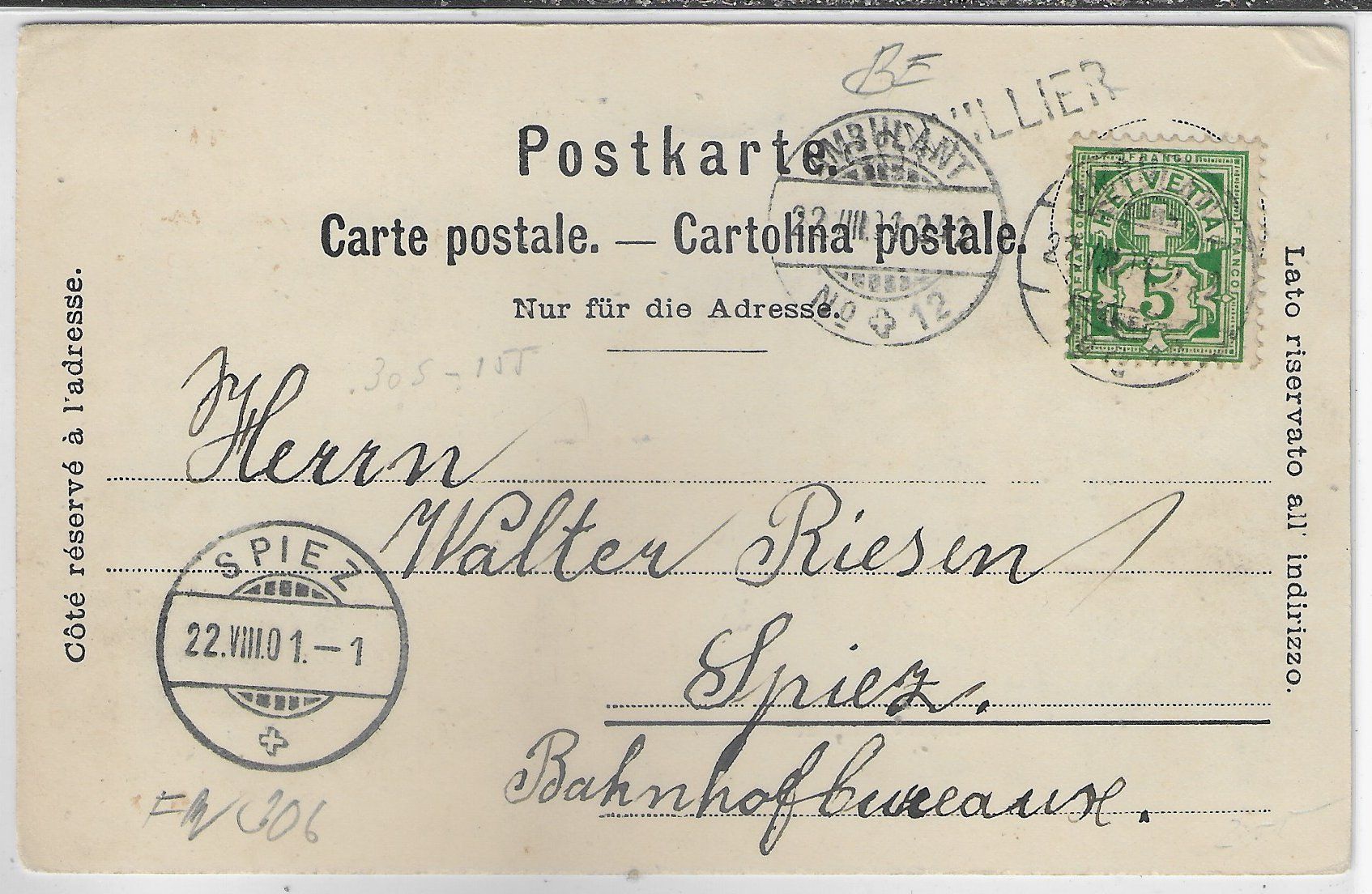 Cartoline postali: Sonvillier -Vue generale – Usato da Ettingen venduto da Kartenplanet 1
