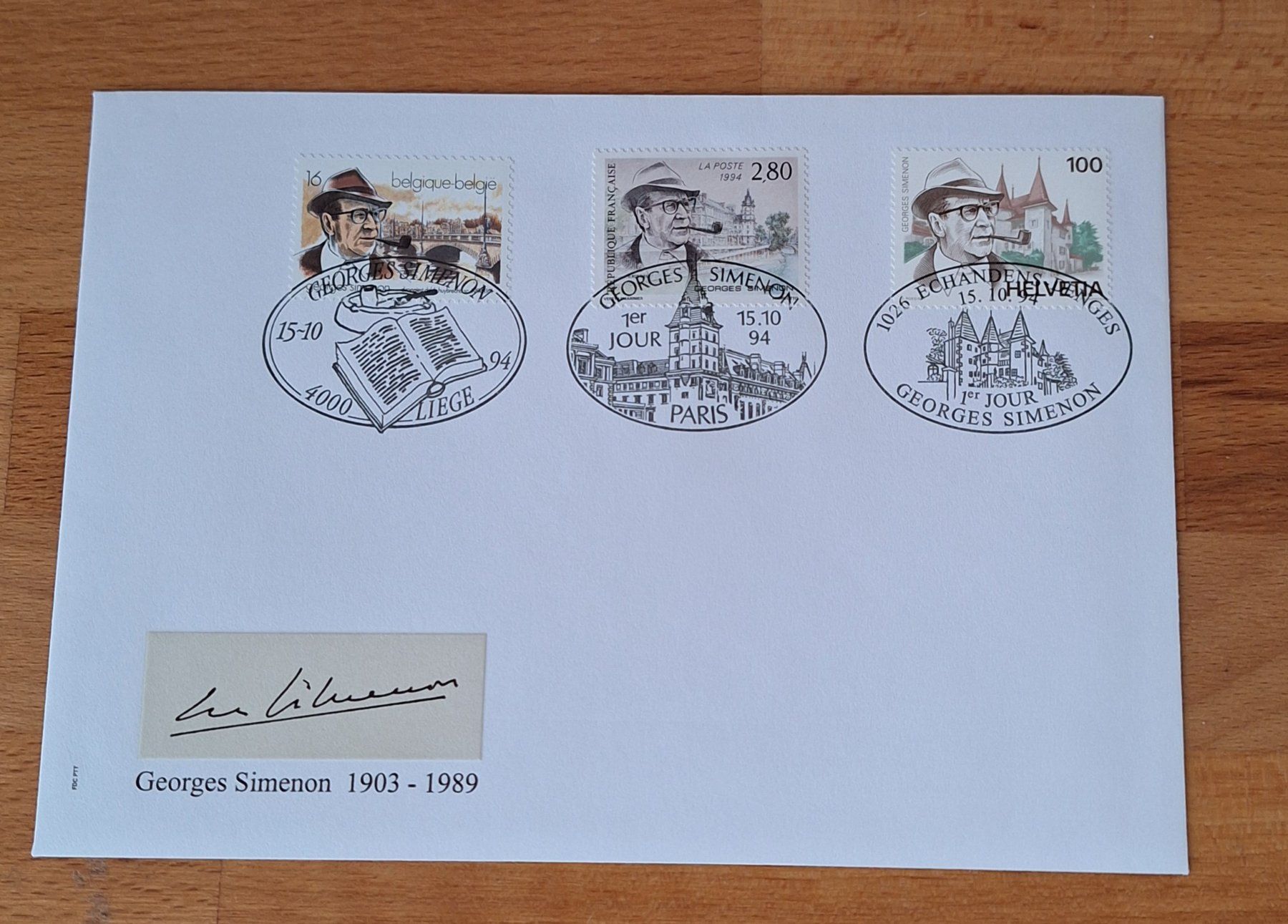 Couverts & Versandtaschen: Georges Simenon Autogramm + Ersttagsbrief 1984 – Neu (gemäss Beschreibung) aus Wettingen von Egro2