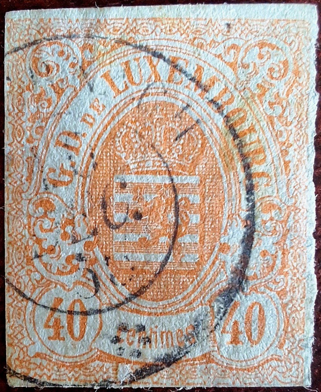 Tutti i francobolli: Timbre ancien Luxembourg 40 Centimes oblitéré – Usato da Genève venduto da JLV01
