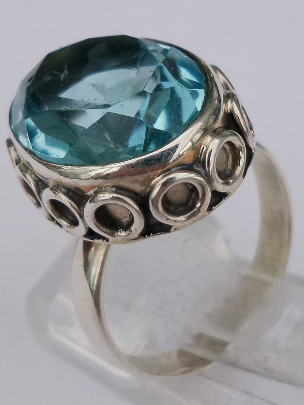 Anelli: Silber Fingerring mit Blau Topas – Nuovo (secondo la descrizione) da Zürich venduto da Benedikt21 5