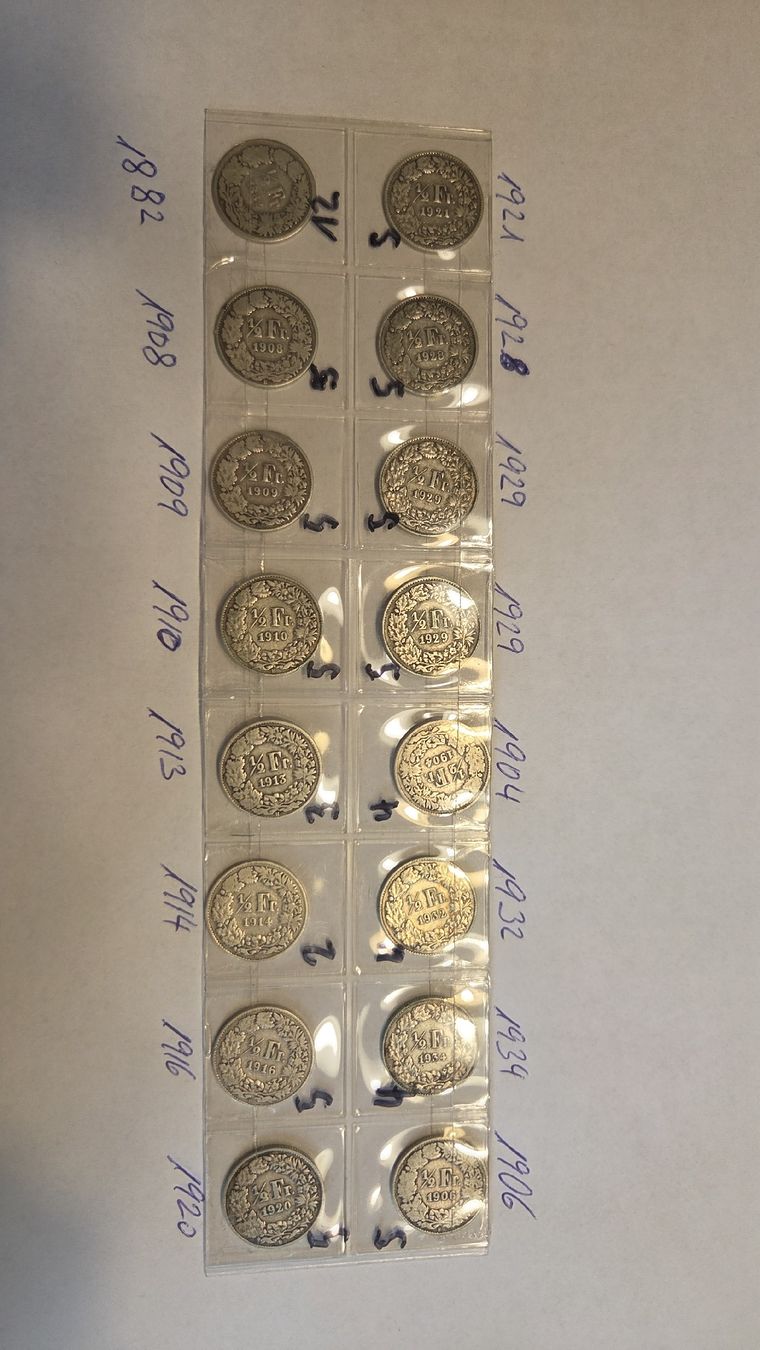 Tutti le monete: 16x   Fr. 0.50 pièces  – Usato da Neuchâtel venduto da Alvena01
