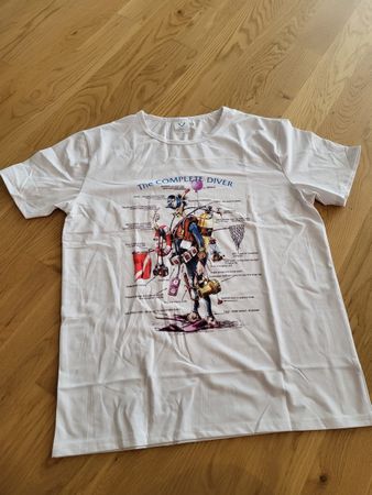 T-Shirt mit Taucher-Motiv weiss Grösse L