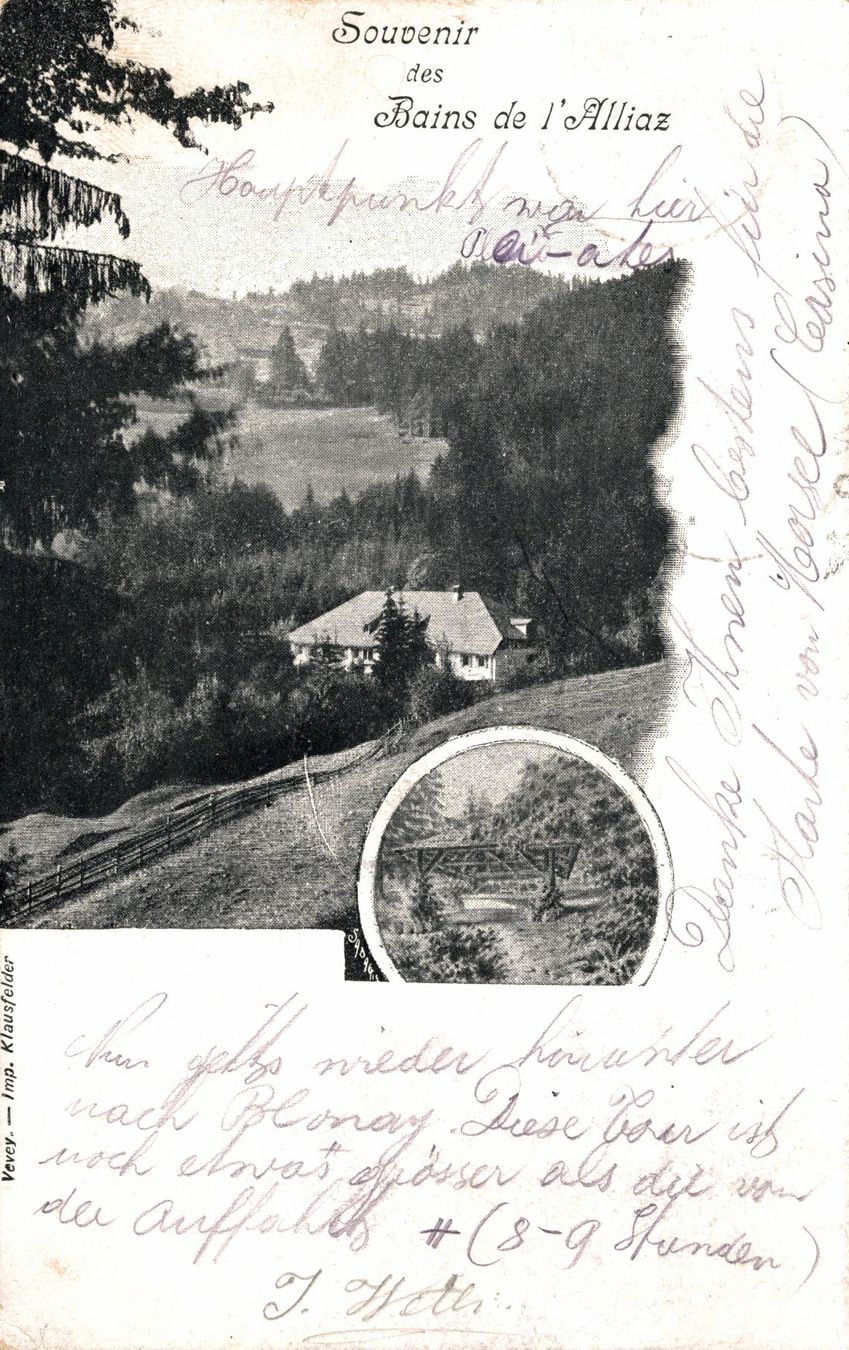 Cartoline postali: Souvenier des Bains d'Alliaz – Usato da Bronschhofen venduto da Astore
