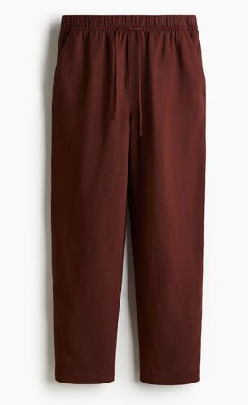 Pantalon femme, H&M, en lin mélangé, marron, taille S