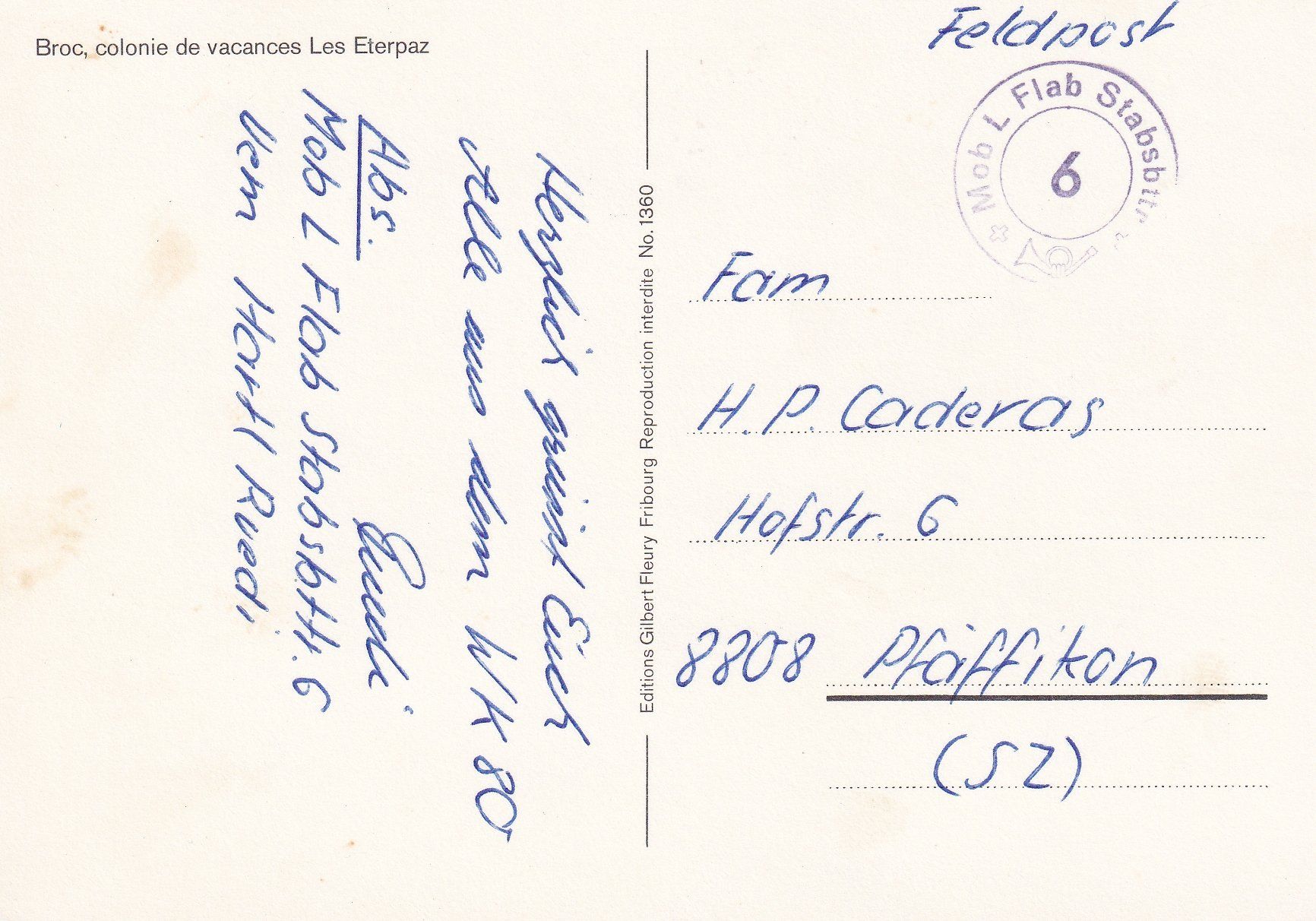 Cartoline postali: Broc - Les Eterpaz /ay – Usato da Hombrechtikon venduto da Rudolf07 1
