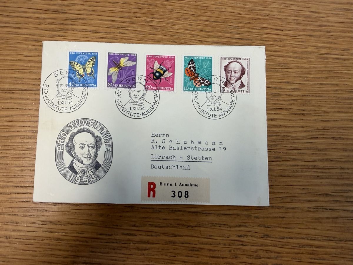 Tutti i francobolli: FDC Pro Juventute Satz 1.12.1954 Bern  – Usato da Murgenthal venduto da Tina_4055