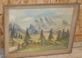 Kunst Ölgemälde v Ambühl 1957 Landschaftsgemälde  60 x 47 cm