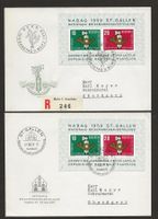 2 x 1959 W38 Block Brief NABAG St.Gallen FDC - Oberägeri Zug