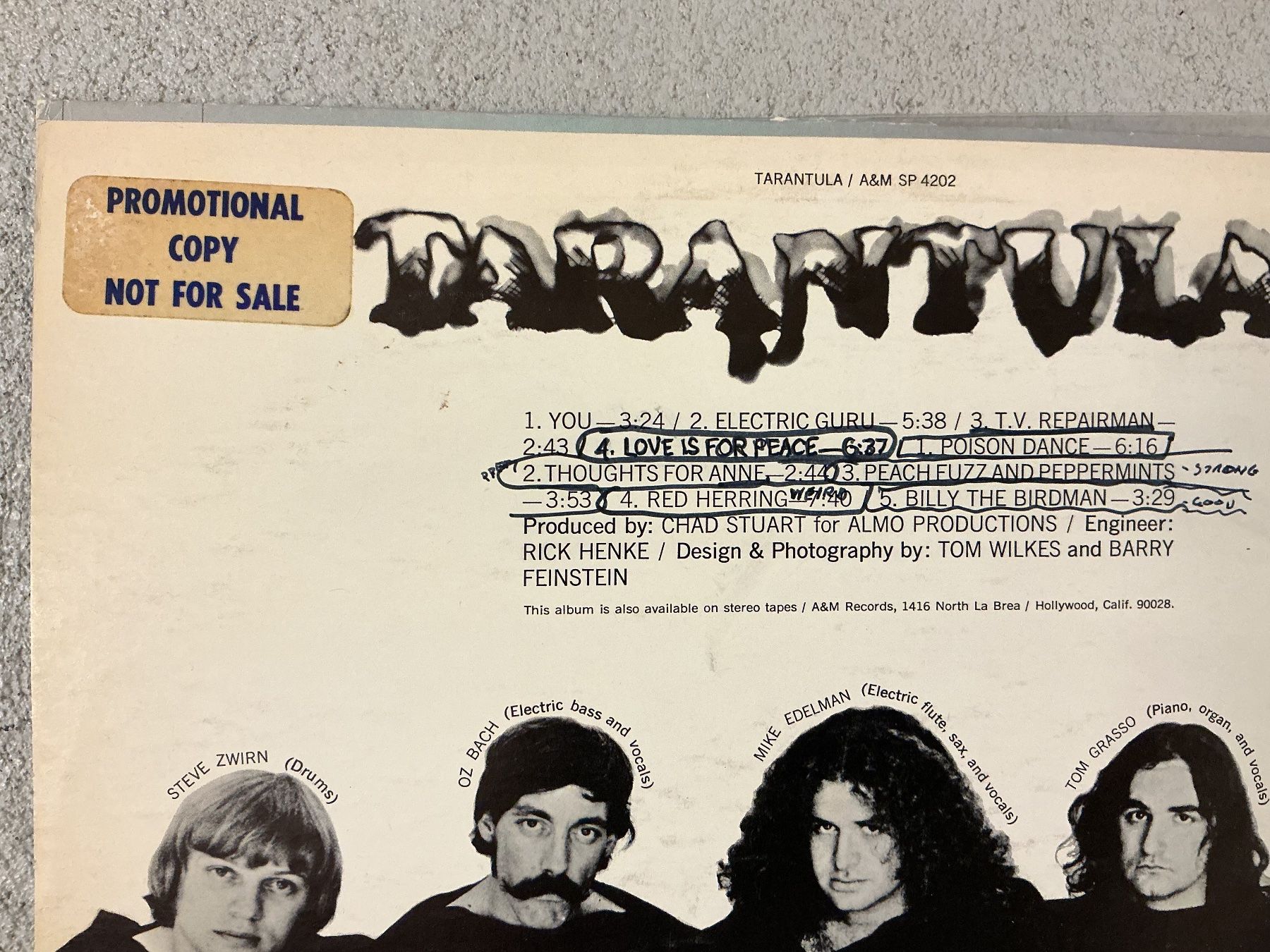 Dischi in vinile: Tarantula LP -  Promo Copy - VG+ – Usato da Winterthur venduto da Tumko-Vinyl 2
