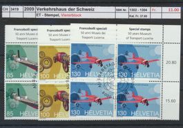 2009 "Verkehrshaus der Schweiz", Viererblock, ET - Stempel
