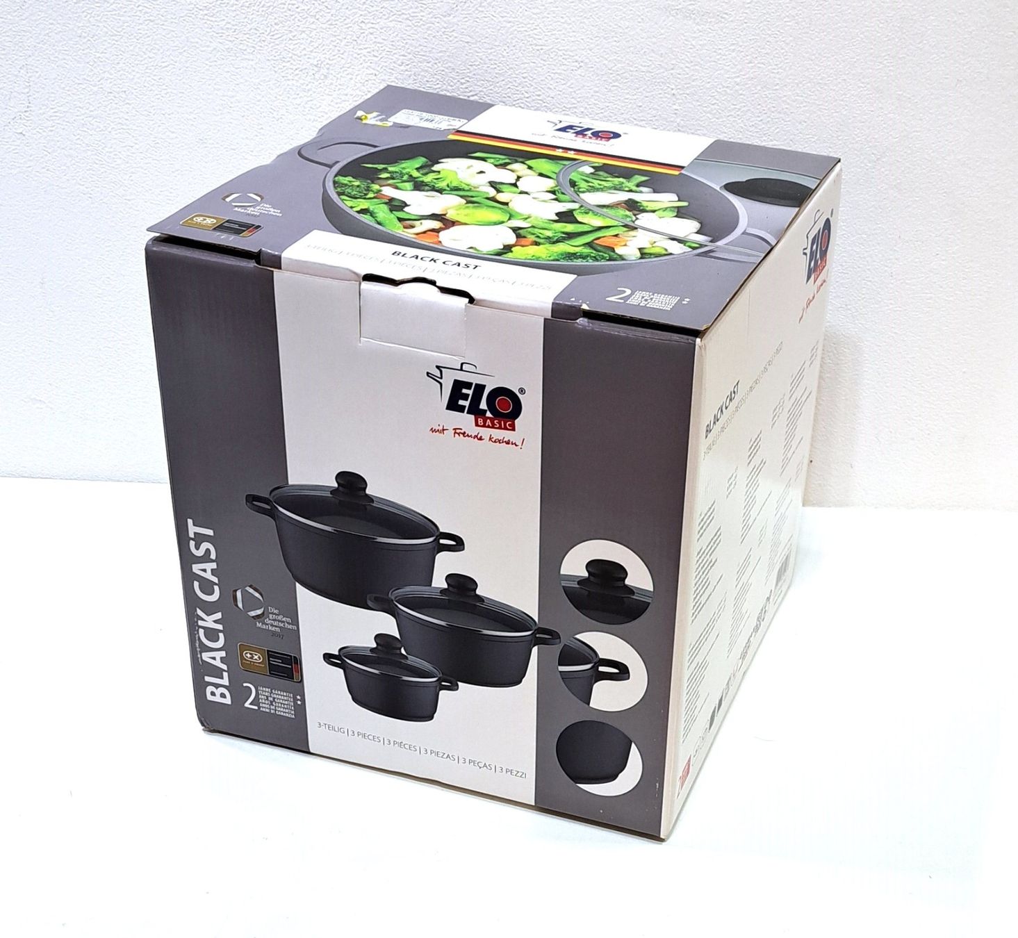 Elo Casseroles: ELO Topfset Black Cast 3-teilig mit Glasdeckel – Neuf avec emballage d'origine à Kägiswil par nick333 3