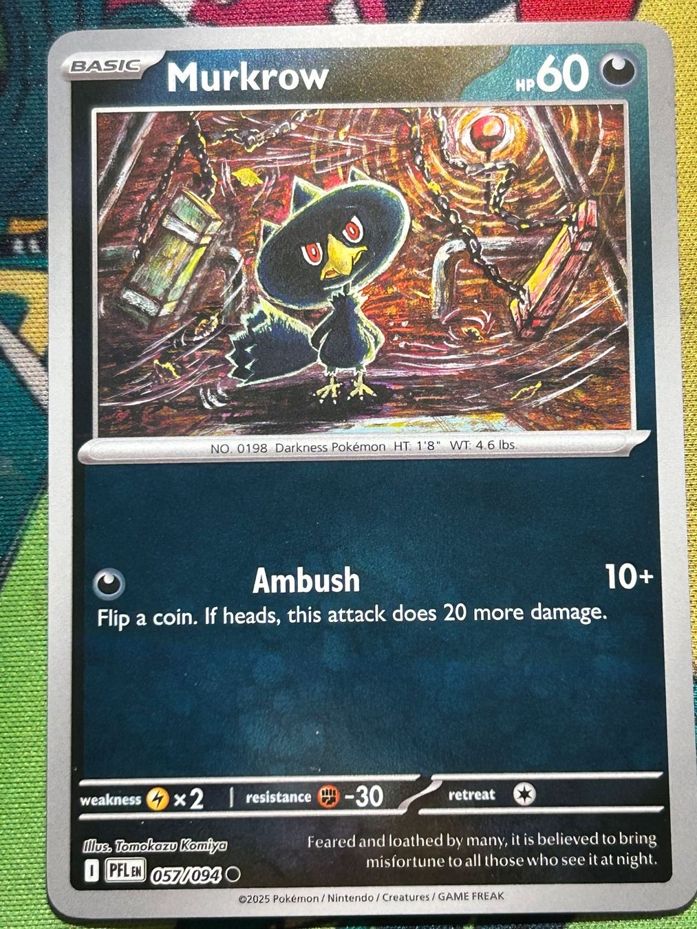 Pokémon Sammelbilder & Trading cards: Murkrow Reverse Holo  057/094  Tomokazu Komiya 🇺🇸 – Gebraucht aus Langenthal von Locotron4900