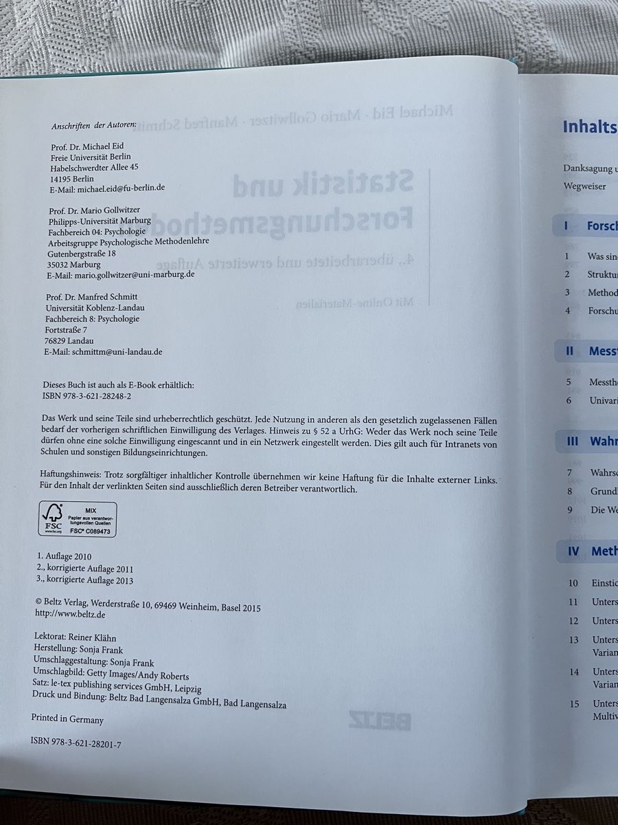 Libri: Statistik und Forschungsmethoden – Usato da Gempenach venduto da amdor 2