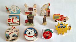 Coca-Cola Pins, 11 Stk. Original, Selten, Sammlerstücke