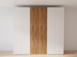 Schrank 6-türig, weiss und Holz, neu